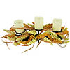 22" Autumn Harvest Triple Candle Holder with Artificial Fall Foliage Image 3