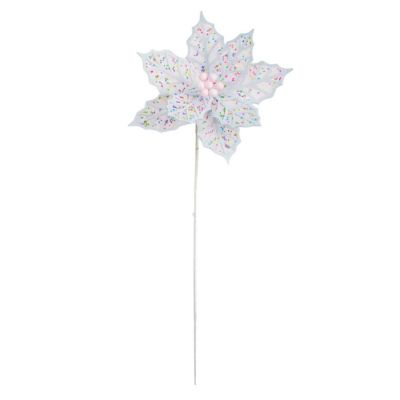22" Confetti Poinsettia Stem Image 1
