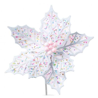 22" Confetti Poinsettia Stem Image 1