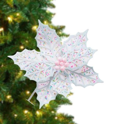 22" Confetti Poinsettia Stem Image 2