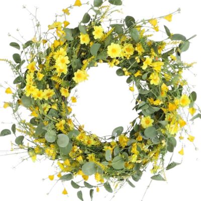 22" Daisy &amp; Wildflower Wreath Image 1
