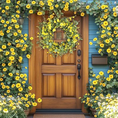 22" Daisy &amp; Wildflower Wreath Image 3