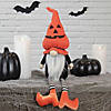 22" Orange and Black Halloween Gnome with Striped Dangling Legs Image 1