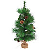23.5" LED Lighted Mixed Pine and Pine Cones Artificial Christmas Tree in Jute Base Image 1