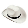 23" Adults White Polyester Cowboy Hat with Black Ribbon Band Image 1