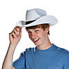 23" Adults White Polyester Cowboy Hat with Black Ribbon Band Image 2