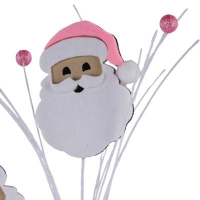 23" Felt Glitter Santa Face Spray: Pink Image 1