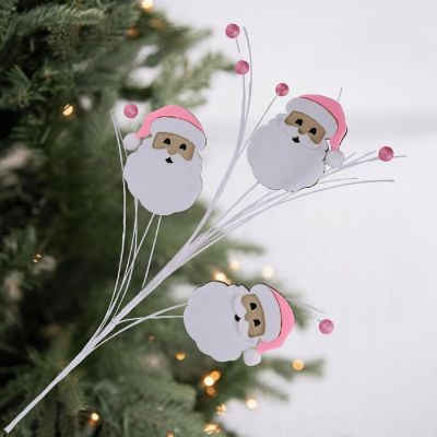 23" Felt Glitter Santa Face Spray: Pink Image 2