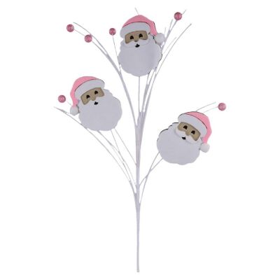 23" Felt Glitter Santa Face Spray: Pink Image 3