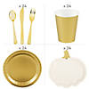 230 Pc. White & Gold Pumpkin Disposable Tableware Kit for 24 Guests Image 1
