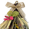 24" Autumn Harvest Wheat and Eucalyptus with Feathers Teardrop Swag - Unlit Image 2