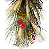 24" Autumn Harvest Wheat and Eucalyptus with Feathers Teardrop Swag - Unlit Image 3
