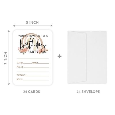24 Boho Rainbow Birthday Invitations Image 2