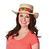24" Classic Straw Beach Hats with Hibiscus Print Band - 12 Pc. Image 1