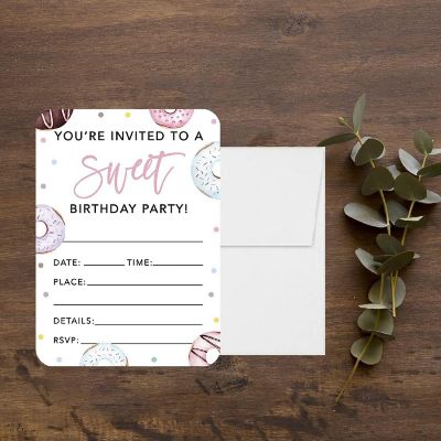 24 Donut Birthday Party Invitations Image 1