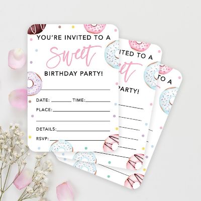 24 Donut Birthday Party Invitations Image 1