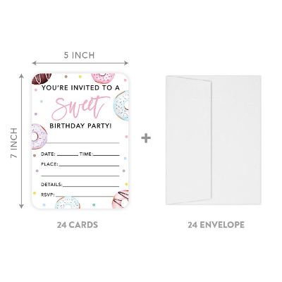 24 Donut Birthday Party Invitations Image 2