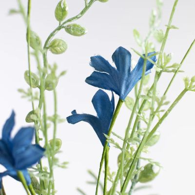 24" Fabric Flower, Leaf, Berry Spray: Two Tone Blue Image 2