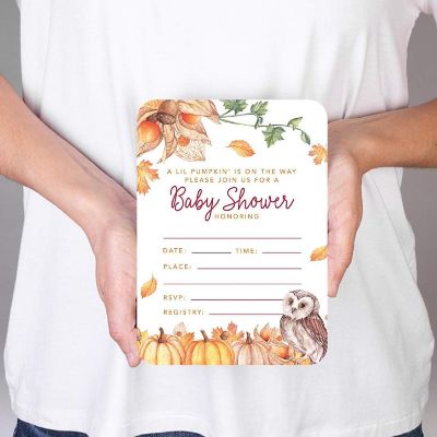 24 Fall A Lil Pumpkin' is On Invitations Image 1