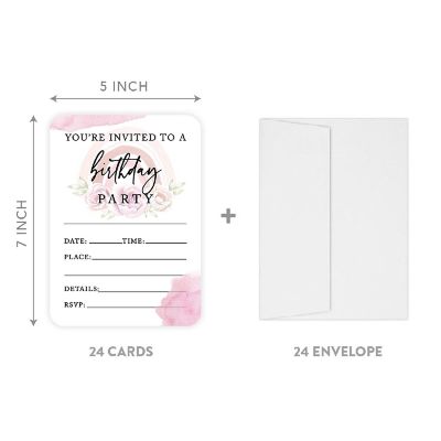 24 Floral Rainbow Birthday Invitations Image 2