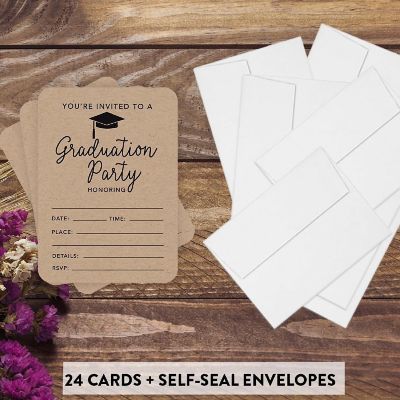 24 Graduation Invitation Kraft Brown Tan Image 1