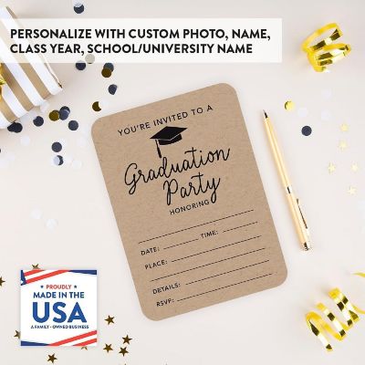 24 Graduation Invitation Kraft Brown Tan Image 1
