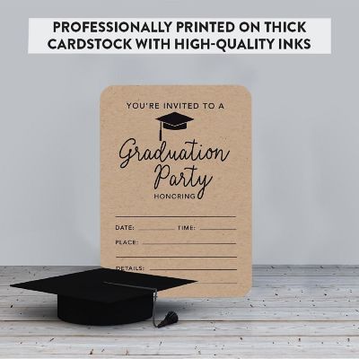 24 Graduation Invitation Kraft Brown Tan Image 2