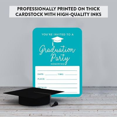 24 Graduation Invitations Aqua Turquoise Image 2