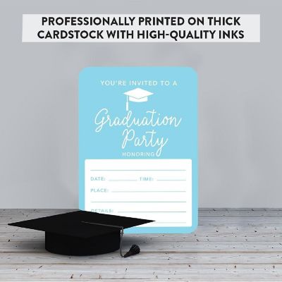 24 Graduation Invitations Baby Blue Image 2