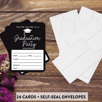 24 Graduation Invitations Black Image 1