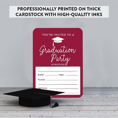 24 Graduation Invitations Burgundy Image 2