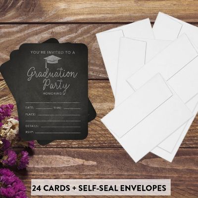 24 Graduation Invitations Chalkboard Image 1