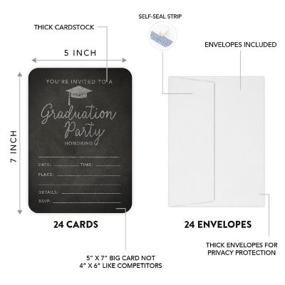 24 Graduation Invitations Chalkboard Image 1