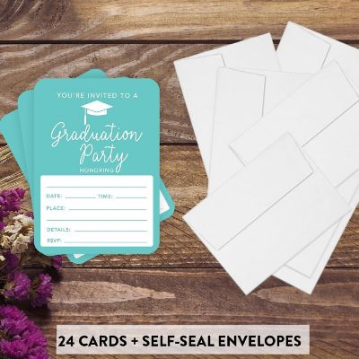 24 Graduation Invitations Diamond Blue Image 1