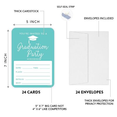 24 Graduation Invitations Diamond Blue Image 2