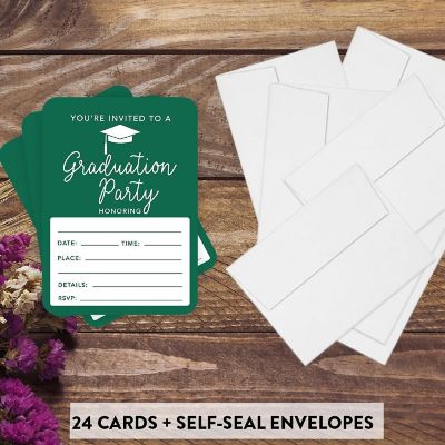 24 Graduation Invitations Emerald Green Image 1