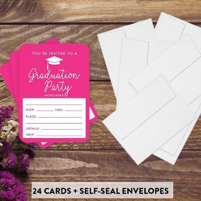 24 Graduation Invitations Fuchsia Image 1