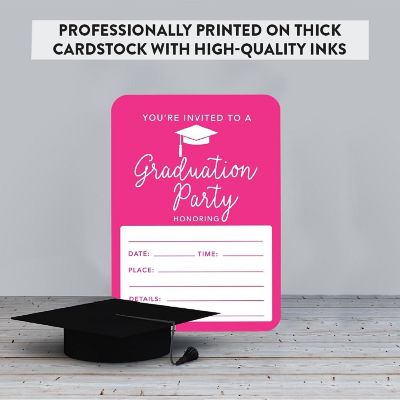 24 Graduation Invitations Fuchsia Image 2