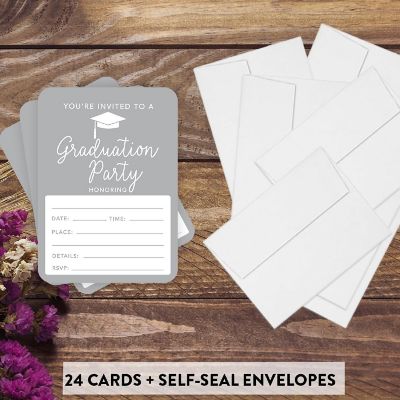 24 Graduation Invitations Gray Image 1