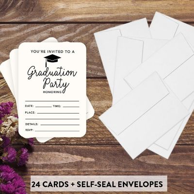 24 Graduation Invitations Ivory Image 1