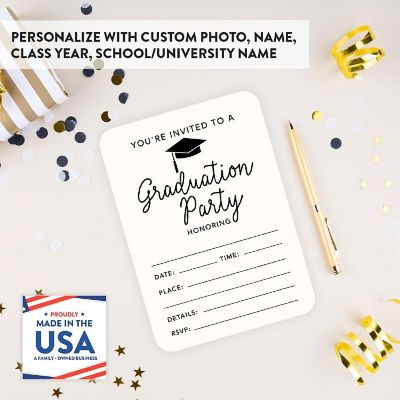24 Graduation Invitations Ivory Image 1