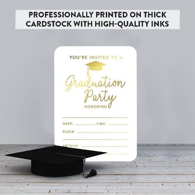 24 Graduation Invitations Metallic Gold Image 2