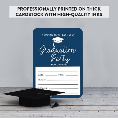 24 Graduation Invitations Navy Blue Image 2