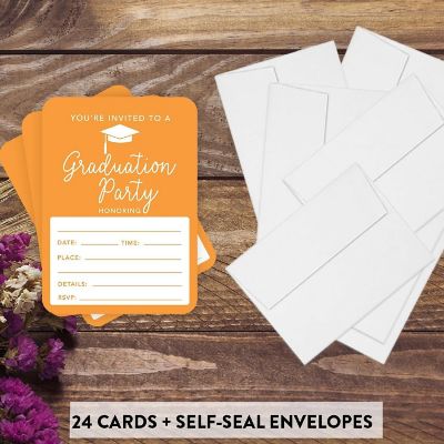 24 Graduation Invitations Orange Image 1