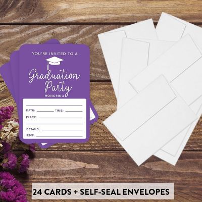 24 Graduation Invitations Purple Image 1
