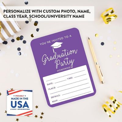 24 Graduation Invitations Purple Image 1