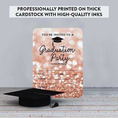 24 Graduation Invitations Rose Glitter Image 2