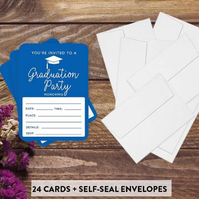 24 Graduation Invitations Royal Blue Image 1
