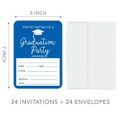 24 Graduation Invitations Royal Blue Image 1