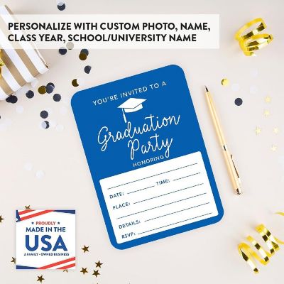 24 Graduation Invitations Royal Blue Image 2